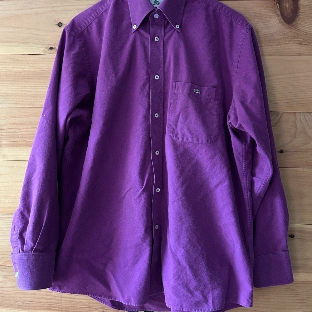 Vintage Lacoste Purple Casual Button Down Shirt Men’s Size 44